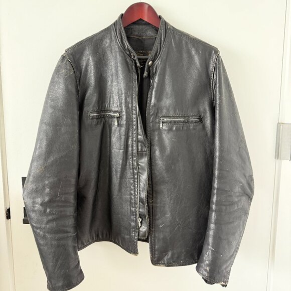Brooks Cafe Racer Vintage '60s Talon Zip Chain Pull Leather Jacket Medium Large - Picture 1 of 8